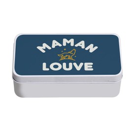 Metalldose blau - Mama Louve Familie Niedliches Tier - 11 x 18,5 x 5,5 cm - Aufbewahrungsbox, Schlüssel, Werkzeug, Brotdose, Zucker, Kekse