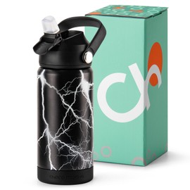 Choco Mocha Kids Water Bottle For School, Kids Insulated Water Bottle Stainless Steel for Boys,14Oz Black Lightning
