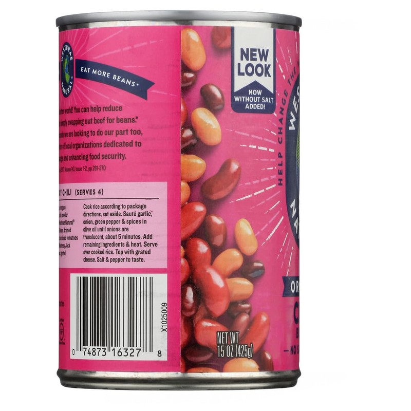 Westbrae Natural Organic Chili Beans, No Salt Added, 15 Oz