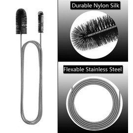 Voarge Aquarium Cleaning Brush, 150 cm Aquarium Cleaning Brush, Flexible Double Ended Aquarium Hoses, Filter Tube Brush, for Aquarium (Black)