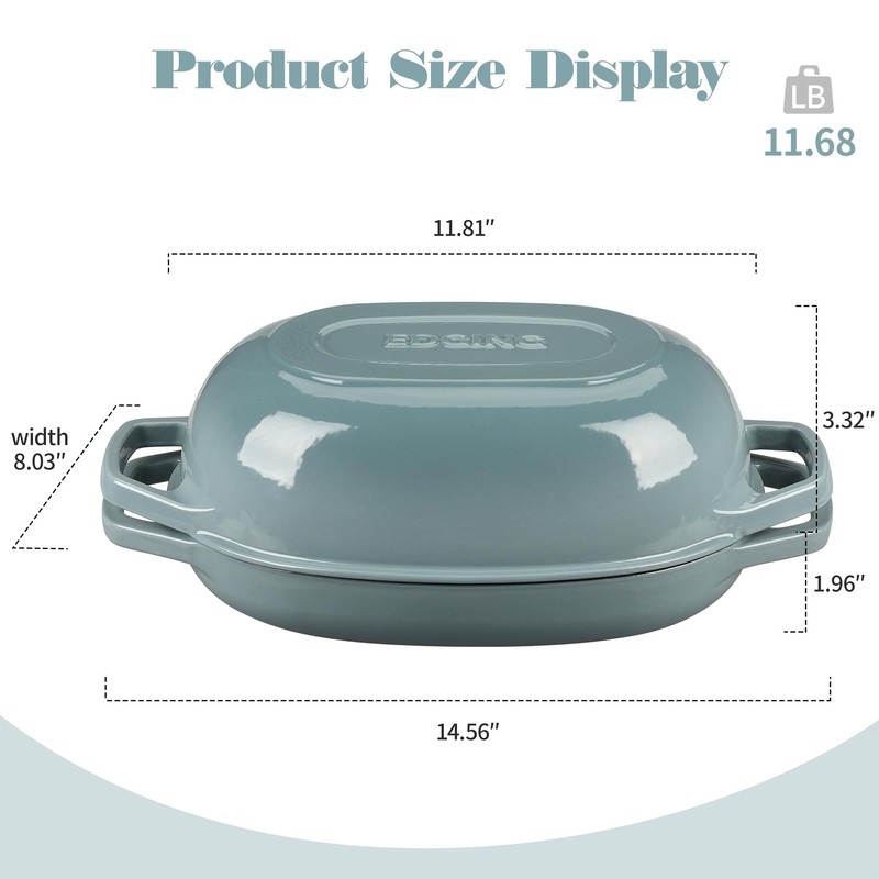 EDGING CASTING Enameled Cast Iron Oval Dutch Oven Pot with