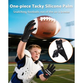 Pixel Panda Youth Football Gloves, Super Sticky Silicone Grip Wide Receiver Football Gloves, No Slip Breathable Kids Flag Glove Best Gifts for Boys Girls
