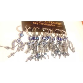 12 pc  Evil Eye with Horse Shoe Protection amulet Keychain Party favors Blue Gif