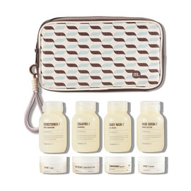 MAISONOVO Travel Bottles for Toiletries, TSA Approved, Leak Proof Refillable, Travel Size Containers and Bottles with Water Proof Toiletry Bag - Brown Pouch