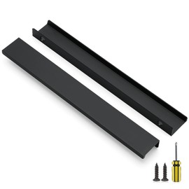 Ravinte 6 Pack Finger Pulls for Cabinets 254mm/10 Length Black Edge Pulls Matte Black Finger Cabinet Pulls Concealed Handles for Kitchen Drawer Finger Edge Pull Tab Handle