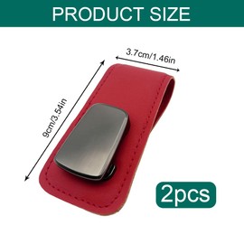 HQRNYP Sunglasses Holders for Car Visor, Visor Accessories, Magnetic Leather Sunglasses Holder and Ticket Card Clip, Eyeglass Hanger Clip Auto Interior Accessories Fit for Most Cars (Red)