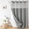 eachope Extra Long No Hooks Needed Linen Textured Shower Curtain