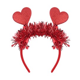 Valentine Heart Headband for Women Red Heart Sequin Headbands Glitter Love Heart Tassel Head Boppers Hairband Valentine's Day Hair Accessories for Holiday Wedding Birthday Party Hair Decorations 1PCS