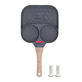 Egg Frying Pan Heat Sensitive Silicone Aluminium Pancake Frying Pan with Comfortable Handle for Omelettes Hamburger 3 Holes