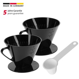 Westmark 244422E6 Coffee Set 3-Piece Set with 2 Coffee Filters Size 4 and Coffee Dosing Spoon, Plastic, Black/White