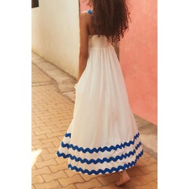 19Kenna Women's Casual Sleeveless Shirred Back Summer 2024 Vacation Sun Dress White S