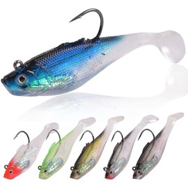 6cm/8cm/10cm Rigged Minnow Soft Lures Swim Shad Swimbaits Lead Head Jig Hooks Topwater Lures Spinnerbait Crankbait for Bass,Walleye,Pike,etc 3.15inch 6pcs