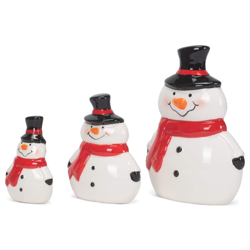 Transpac Y7829 Dolomita Chubby Snowman Decoración, juego de 3, 6