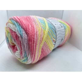 Baby Batik Yarn - Pinks, Yellow, Blue, White Self-Striping Acrylic, 393 Yards (360 meters) 3.53 ounces (100 grams)