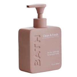 MKLZ Ceramic Soap Dispenser for Bathroom, 12oz Lotion Hand Dispensers with Pump, Refillable Dish Liquid Bottle for Kitchen Sink - Pink