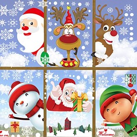 DmHirmg Christmas Window Clings, Upgraded Static Christmas Window Sticker, Snowflake Window Sticker for Christmas Decorations 9 Sheets