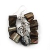 Black/Grey Shell Composite Cluster Drop Earrings/Silver Tone Metal Hooks/ 4cm