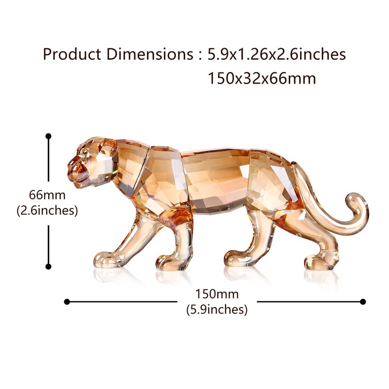 Crystal Leopard Cheetah Realistic Animal Art Figurine Collection Table top