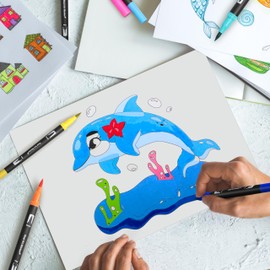 Dual Brush Marker Pens, 36 Colors Art Markers with Fine and Brush Tip Coloring Markers for Adults, Markers for Journaling Calligraphy Drawing Sketching Doodling Illustrating