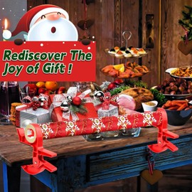 Wrapping Paper Cutter, Tabletop Gift Wrapping Tool, Gift Wrap Cutter, Tape Dispenser Wrapping Paper Holder Table Clamp, Gift Wrapping Paper Cutter Fits Any Size Roll for Desk Packing Christmas