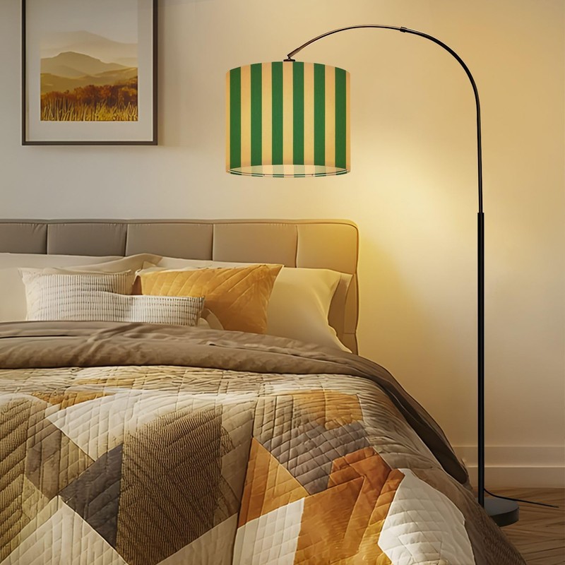 Linen Drum Lamp Shades 1 Pack, 13''Wx10"H, Green Yellow Striped