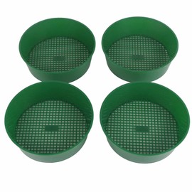 Walfront 4pcs Gardening Sieve Stackable Soil Sifting Pan Plastic Mesh Soil Sieve Mesh Scree Round Garden Soil Mesh Pan Dirt Sifter