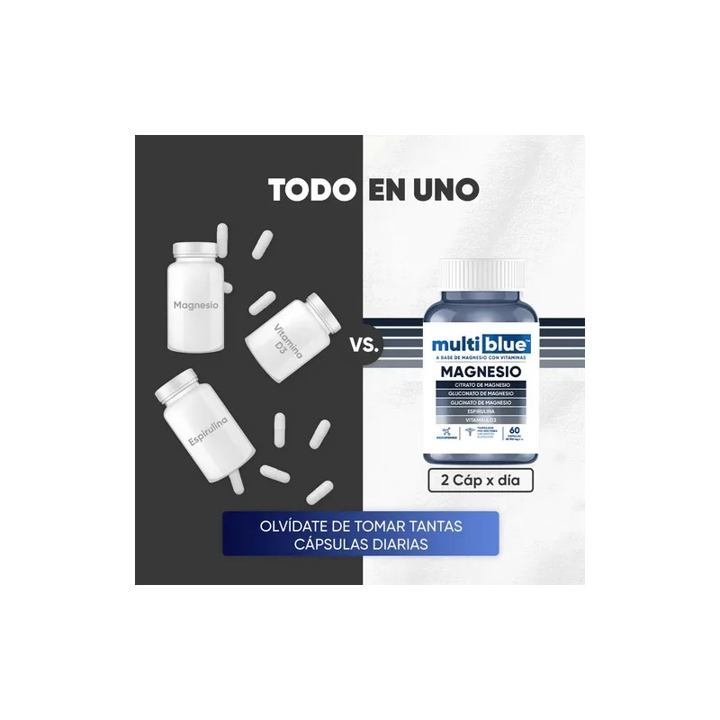 Multiblue Magnesio Apoyo Muscular Y Mejora El Sueño 60 Caps