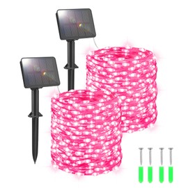 FFZZKJ FFZZKJ Solar Lights Outdoor Garden Waterproof Total 240LED 12Mx2 Pack Outdoor Solar Lights for Garden Patio Balcony Terrace Veranda Tree, Pink