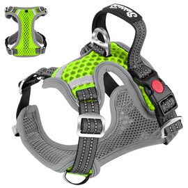 Eyein Dog Harness Large, Air Mesh Breathable Adjustable Reflective Vest, No Pull Escape Proof Sports Puppy Harness with Lockable Buckle & Padded Soft Handle for Training or Walking (Green,L)