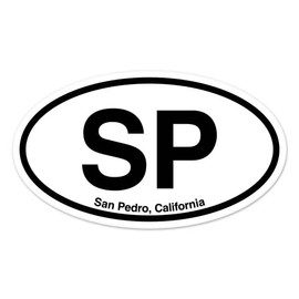 SP San Pedro California Oval Car Sticker Indoor Outdoor 5" x 3"