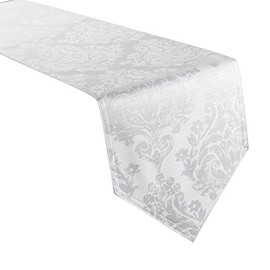 Palazzo Damask Snow (White) Christmas Table Runner (13x72in-33x183cm Approx)