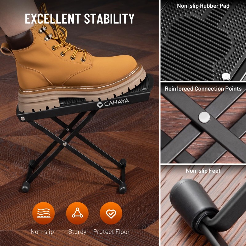 CAHAYA Guitar Footstool with Anti-Slip Rubber: Foldable for Guitar Playing