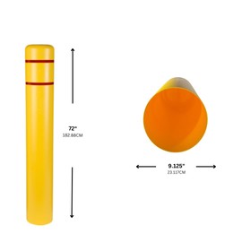 Innoplast BollardGard 8" x 72" Bollard Cover Yellow (Yellow White Tape)