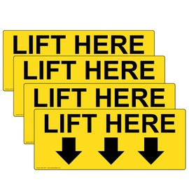 ComplianceSigns.com Lift Here (With Down Arrows) Label Decal, 5x2 in. 4-Pack Vinyl for Industrial Notices