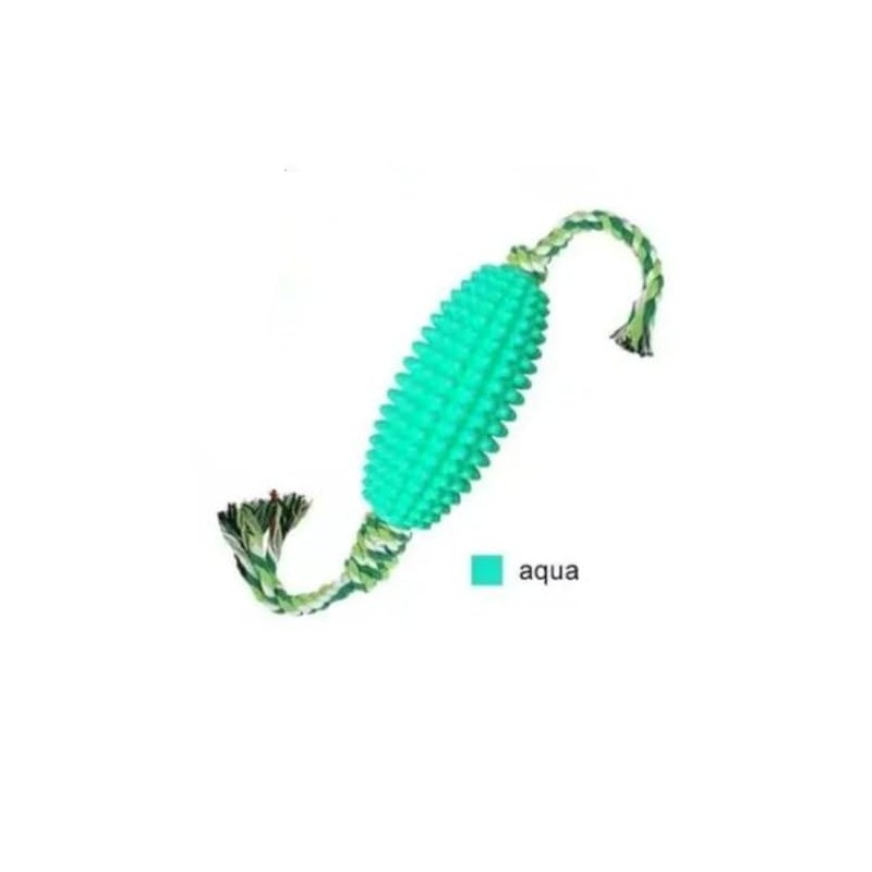 OzzyThing's Dog Chew Toy with Rope, Textured Rubber, Multiple Colours