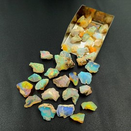 SGM Shop™ Top AA+ Quality of Natural Ethiopian Opal Rough Loose Gemstone Raw Fire Crystals Rock Play of Colors, Jewelry Making, Wedding Gift, Healing Chakra, Rings, Wire Wrapping Crystals- 250 Cts