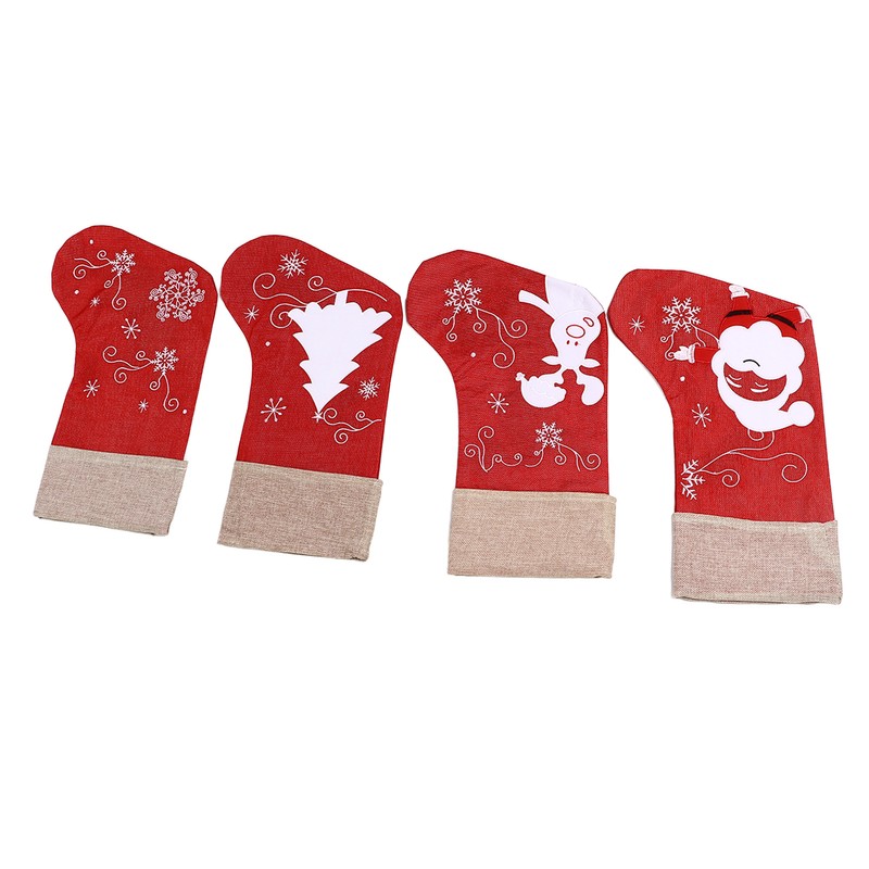 Christmas Stocking Decorative Cartoon Pattern Cuff Stocking Ornament for Tree