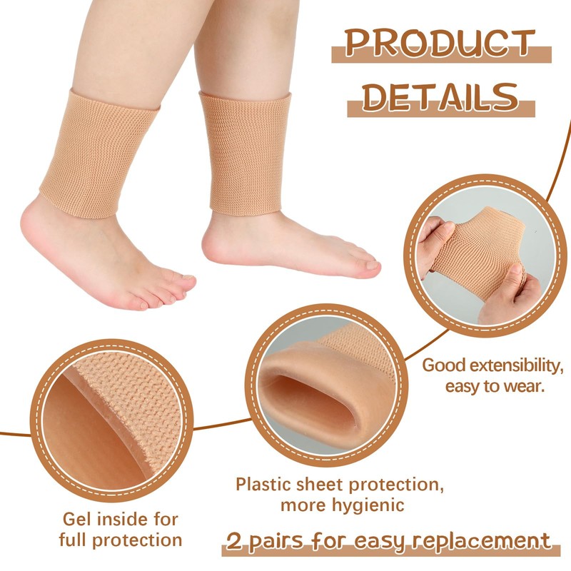 Suhine 4 Pcs Ankle Sleeve Ankle Gel Sleeves Ice Skate