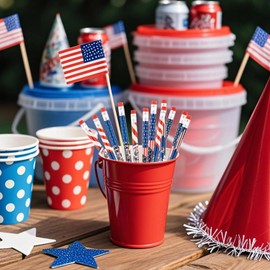 SETRUE 48pcs Independence Day Pencils with Eraser, American Flag Pencil Wooden Patriotic Pencils for 4th of July USA Patriotic Party Favors Office Supplies