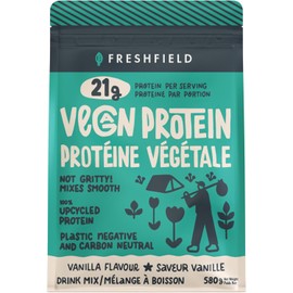 Freshfield Vegan Protein Powder, Plant-Based Protein, Upcycled Barley Rice, Smooth, Non-Gritty Texture, Plastic Negative & Carbon Neutral, Vanilla Flavor, Plant-Based Recyclable Packaging (Vanilla)