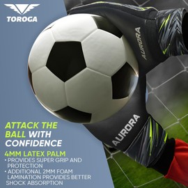 GRIPKNOX Goalkeeper Gloves – Strong Grip Soccer Gloves with Double Waist Protection & Anti-Slip Latex Palm – Comfortable for Kids, Youth and Adults for Football Training & Match Play (Black, 6)