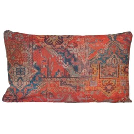 Arcobaleno London Ethnic Rug Red Printed Cushion Cover Decorative Pillow Throw Fabric Moroccan Style 20" x 12"