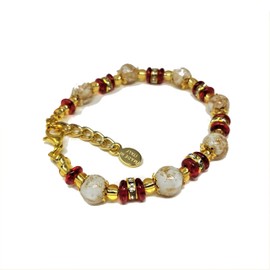 Sospiri Venezia Women's Bracelet with 7 Glass Beads 8 mm Diameter Original Murano Glass Gift Jewellery Made in Italy Certified, Glass