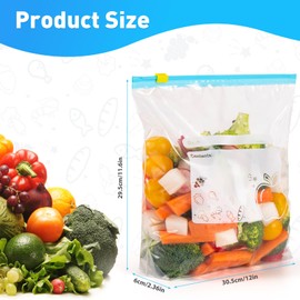 ENGHEK 56PC Zip Lock Bags, Reusable Freezer Bags, Over One-Gallon/4.55L, Clear Food Storage Slider Sandwich Bag with Expandable Bottom, BPA-Free Food Bags Zip Seal for Fruits, Vegetables, Meat, Grains