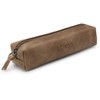 Londo Genuine Leather Zipper Pen, Pencil & Cosmetic Case (Mink),