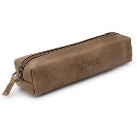Londo Genuine Leather Zipper Pen, Pencil & Cosmetic Case (Mink), OTTO319, One Size