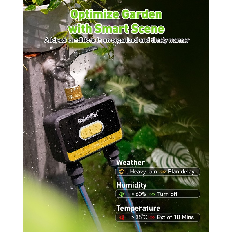 RainPoint WiFi Water Timer for Garden Hose with Brass Inlet,Yellow