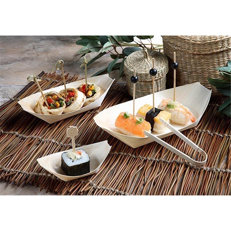 Einweggeschirr & Besteck 50 Fingerfood - Schalen, Holz 11 cm