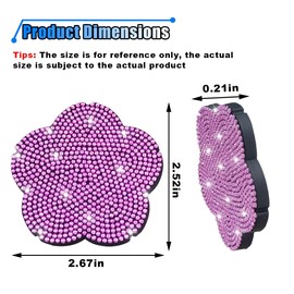 2PCS Bling Car Cup Holder Coasters, 2.67 Inch Crystal Rhinestone Insert Car Cup Coaster, Embedded Drink Mat, Anti Slip Shockproof Decoration Interior Accessories for Women (Pink)