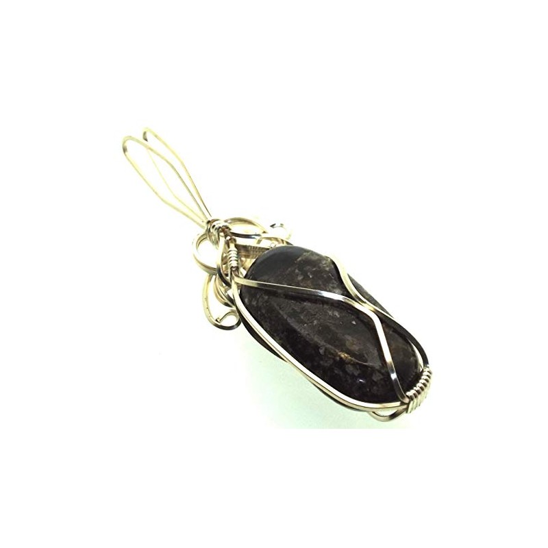 Dravite Brown Tourmaline Silver Filled Wire Wrapped Pendant 03